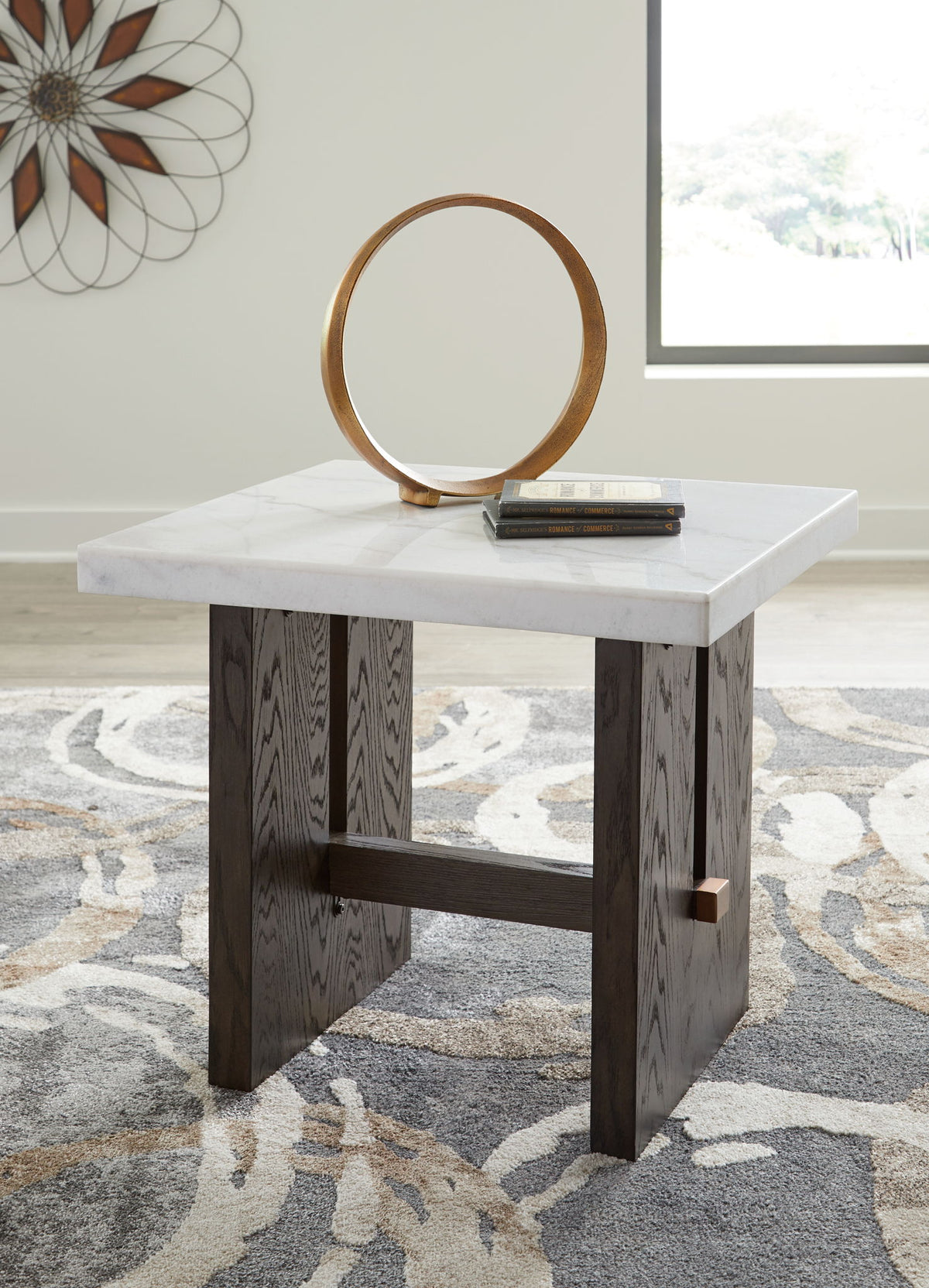 Burkhaus - Rectangular End Table - White / Dark Brown