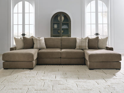 Camellia-Court - 4-Piece Double Chaise Sectional - Coffee