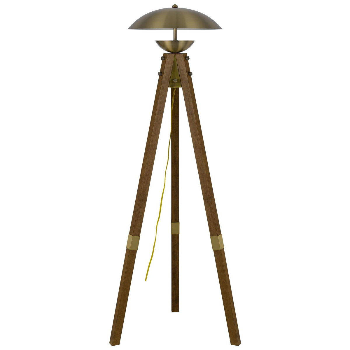 Lakeland - 55" Height Wood / Metal Floor Lamp - Antique Brass / Dark Brown