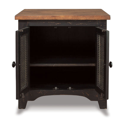 Valebeck - Rectangular End Table - Black / Brown
