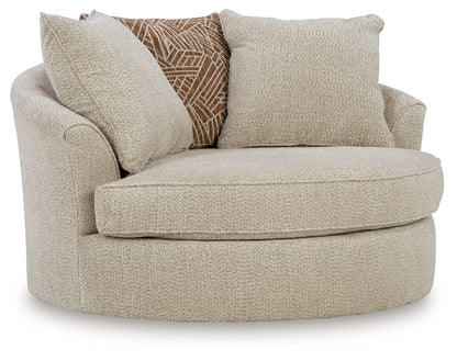 Steelwater Retreat - Oversized Swivel Accent Chair - Latte