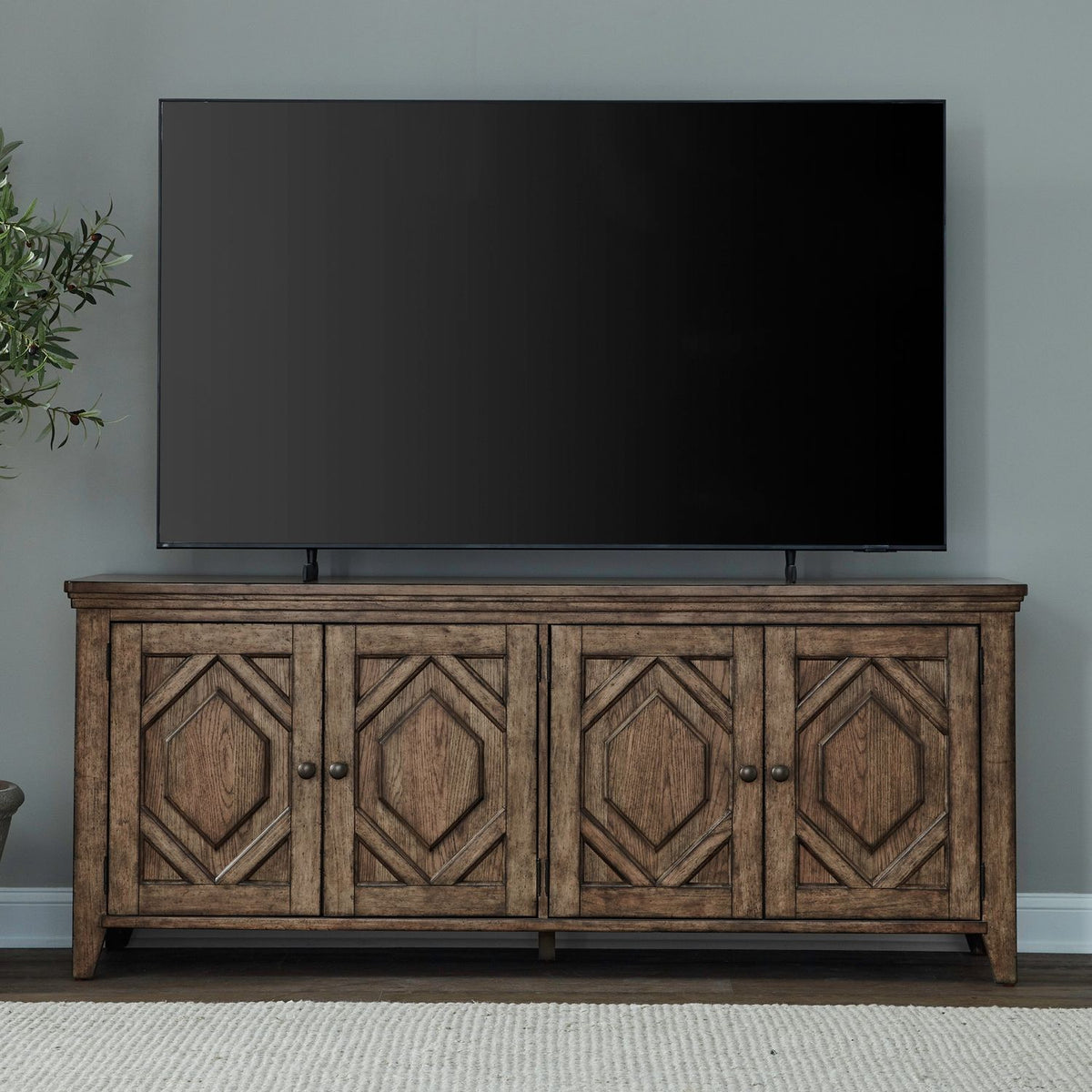 Carolina Park - 78" TV Console - Amber Brown
