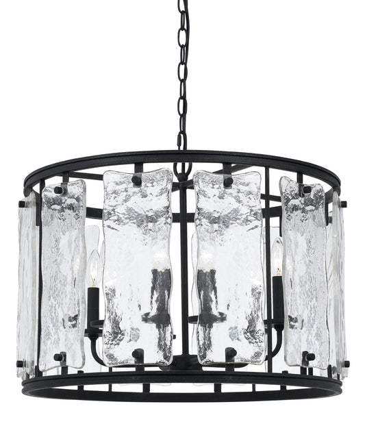 60W x 6 Everetteglass Chandelier - Black