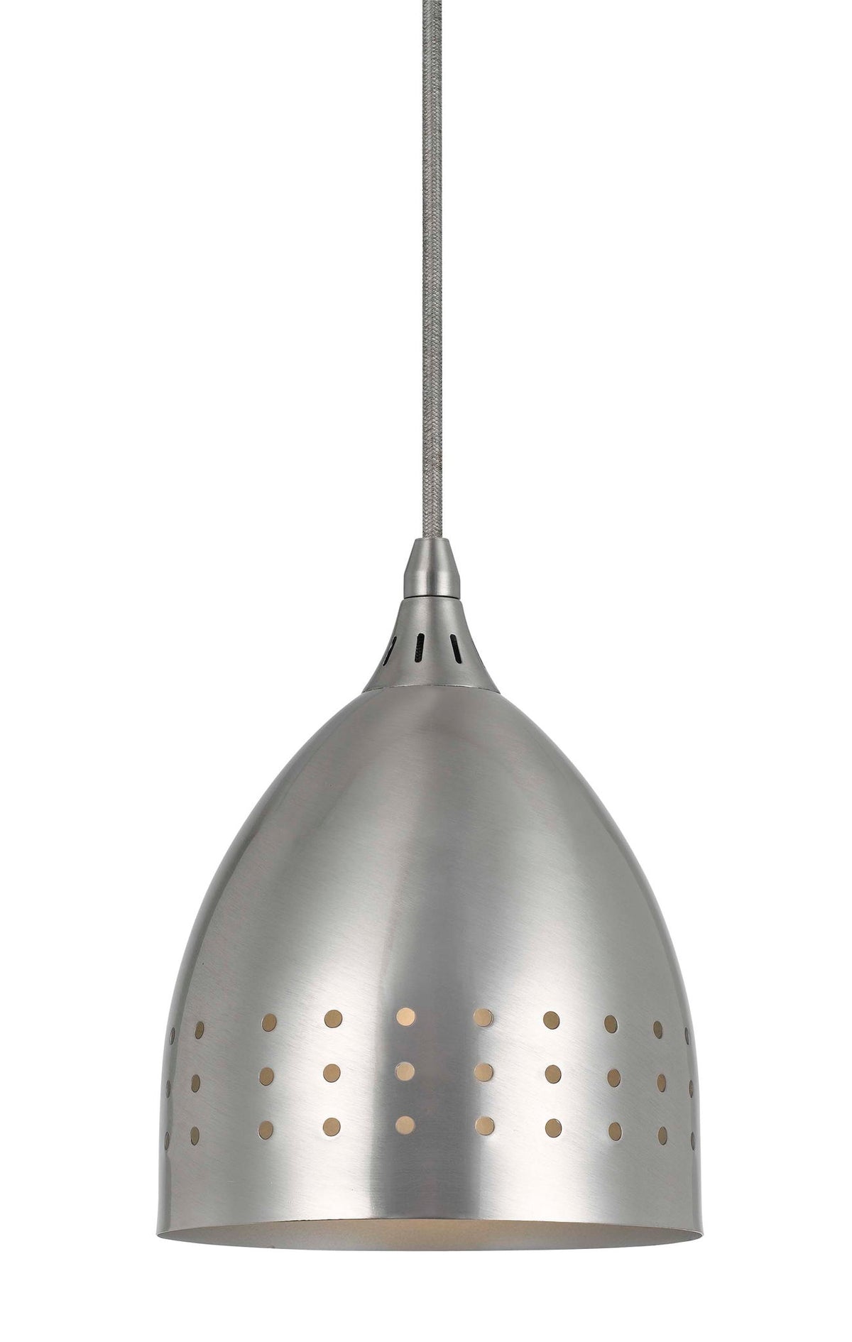 8.6" Height Glass and Metal Pendant With Brushed Steel Cord