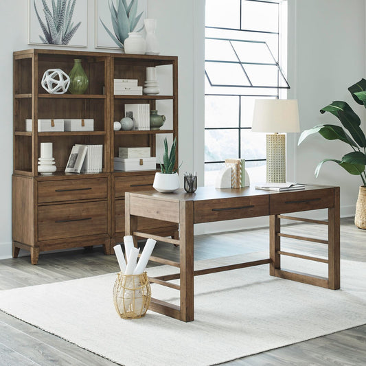 Shaker Lakes - Opt Desk & Bookcase Set - Harvest Brown