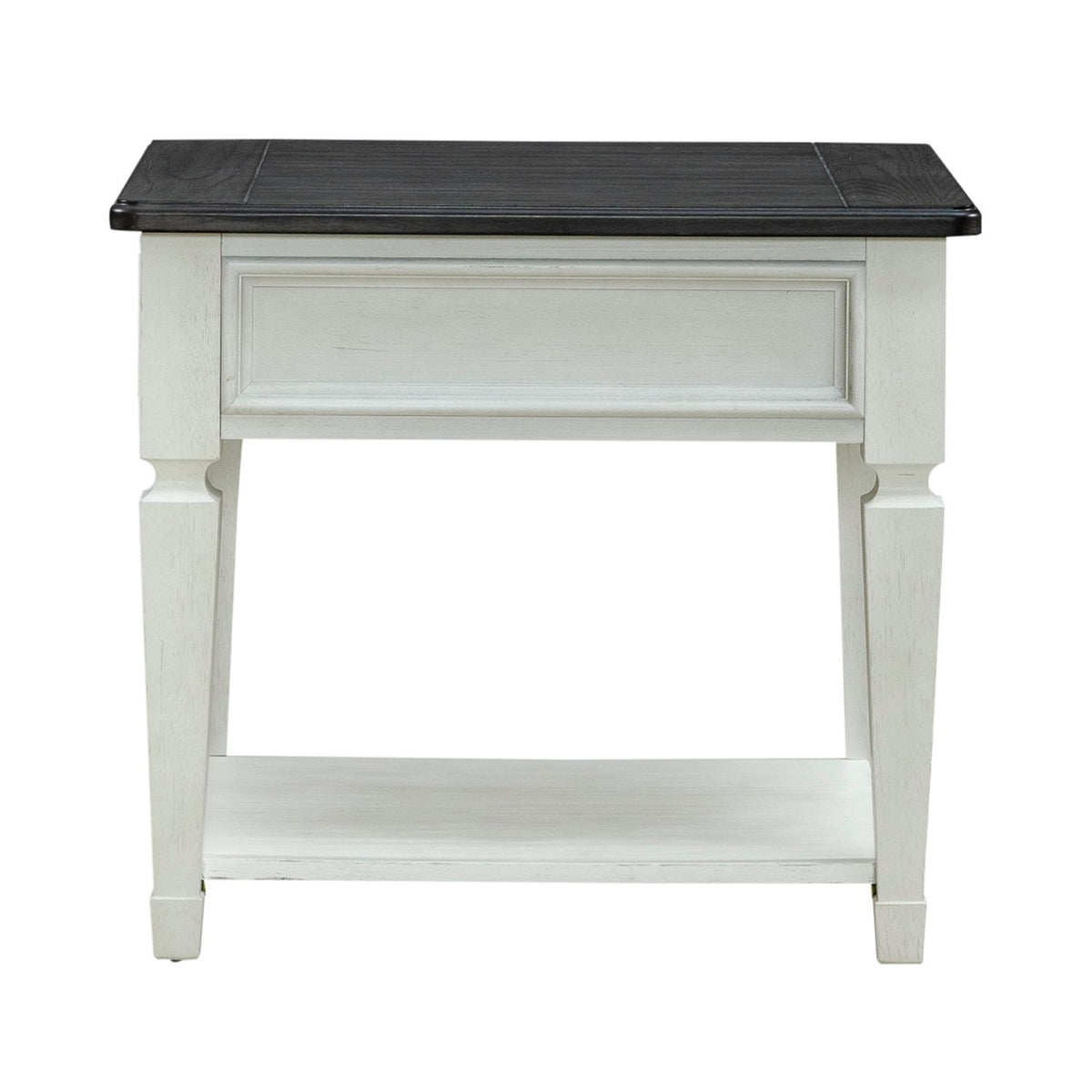 Allyson Park - Drawer End Table - Wirebrushed White / Charcoal