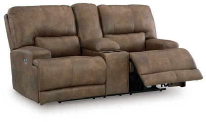 Beckley Place - Power Reclining Loveseat With Console / Adjustable Headrest - Earth