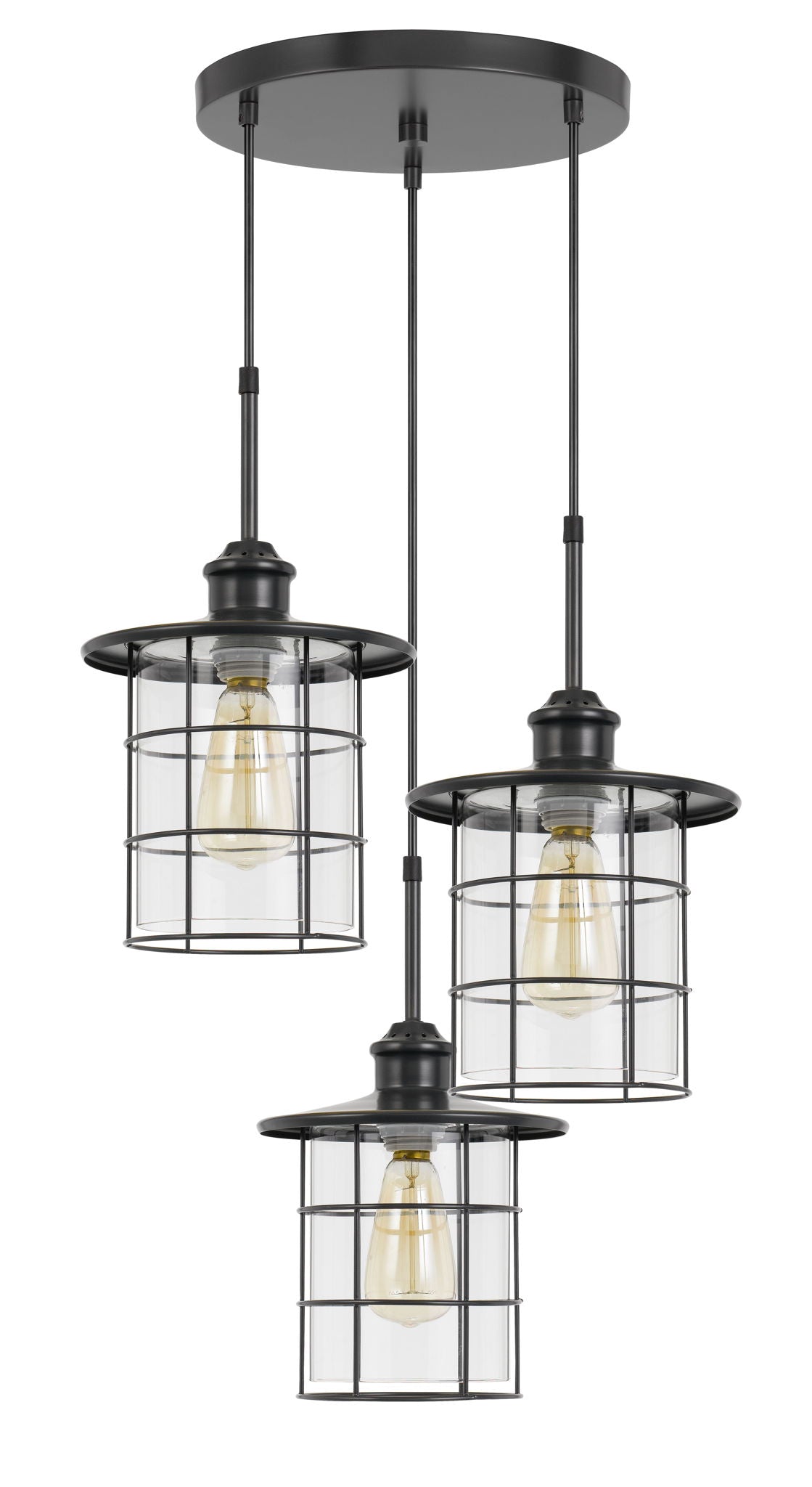 Silverton - 15" Height Pendant - Dark Bronze & Clear - 3 Light