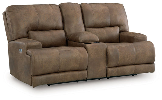 Beckley Place - Power Reclining Loveseat With Console / Adjustable Headrest - Earth
