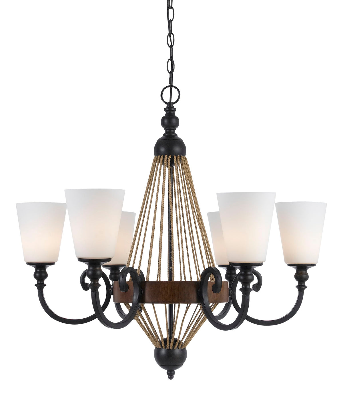 Monticello - 30.75" Height Metal Chandelier - Metal & Wood