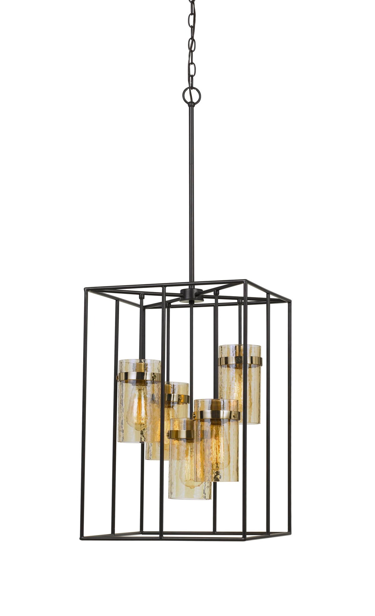Cremona - 39.75" Height Metal Pendant With Glass Shades - Black & Antique Brass