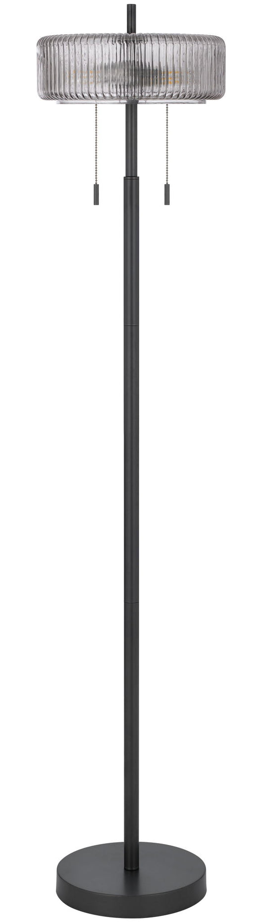 Mirza - Metal Floor Lamp - Charcoal Gray With Smoky Glass Shade