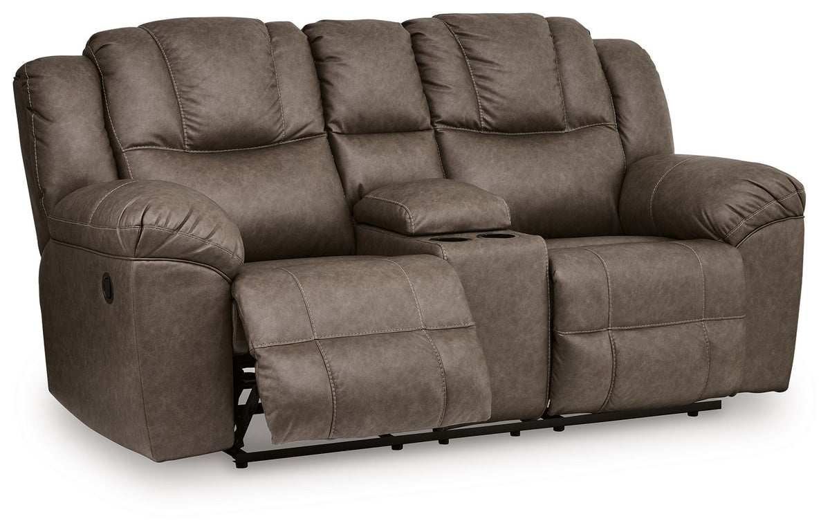 Lowilla - Double Reclining Loveseat With Console - Driftwood
