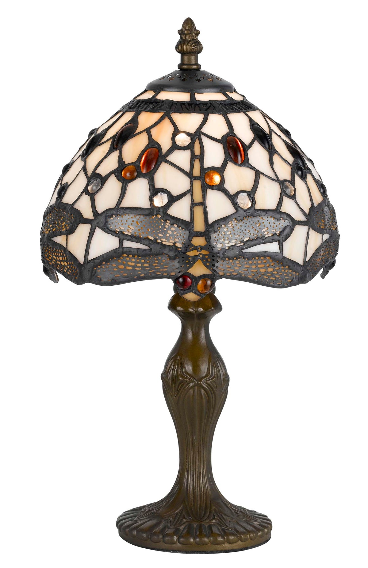 Tiffany - 14" Height Zinc Cast Accent Lamp - Antique Brass