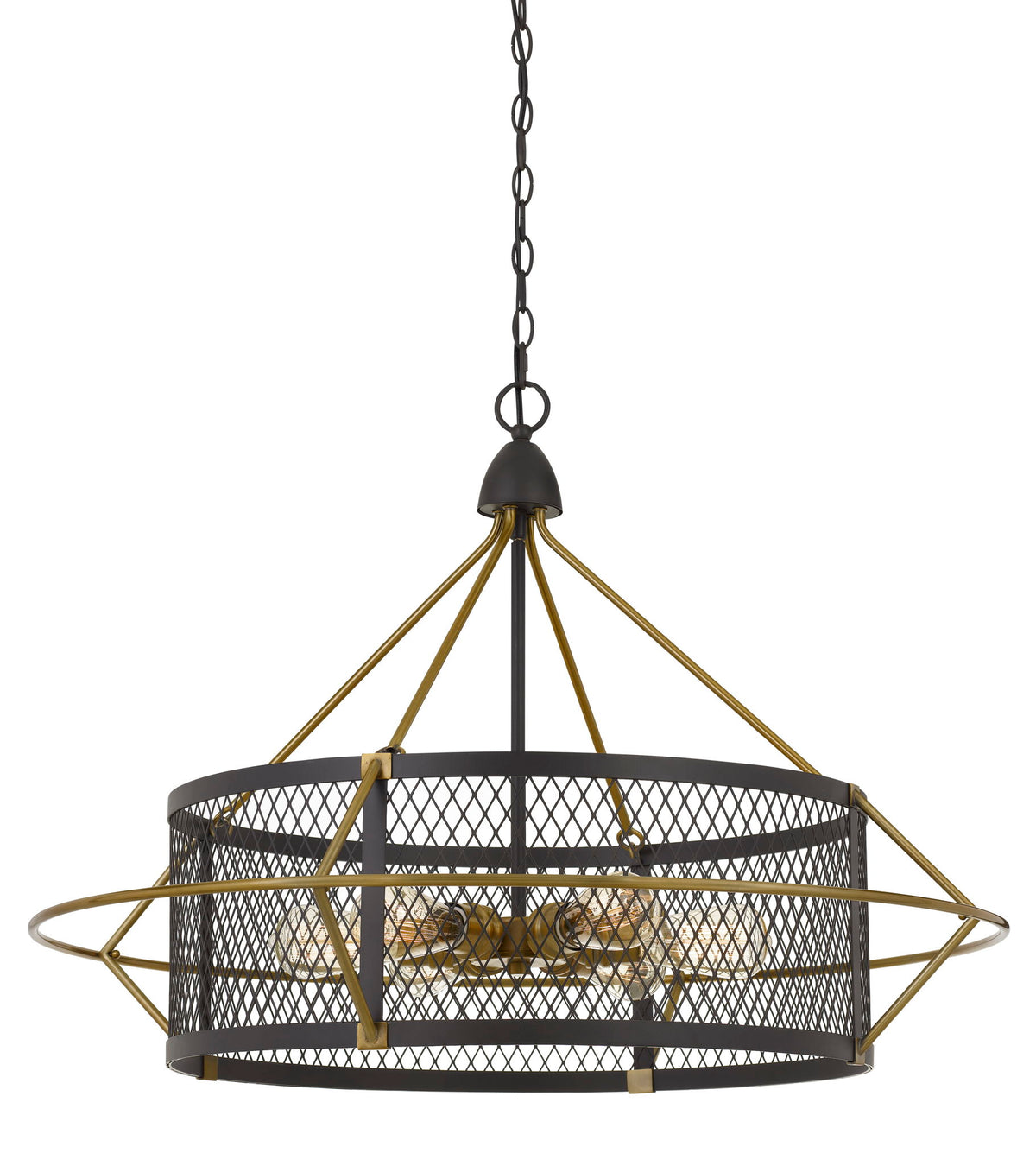 Caserta - 24.25" Height Metal Chandelier - Antique Brass & Black