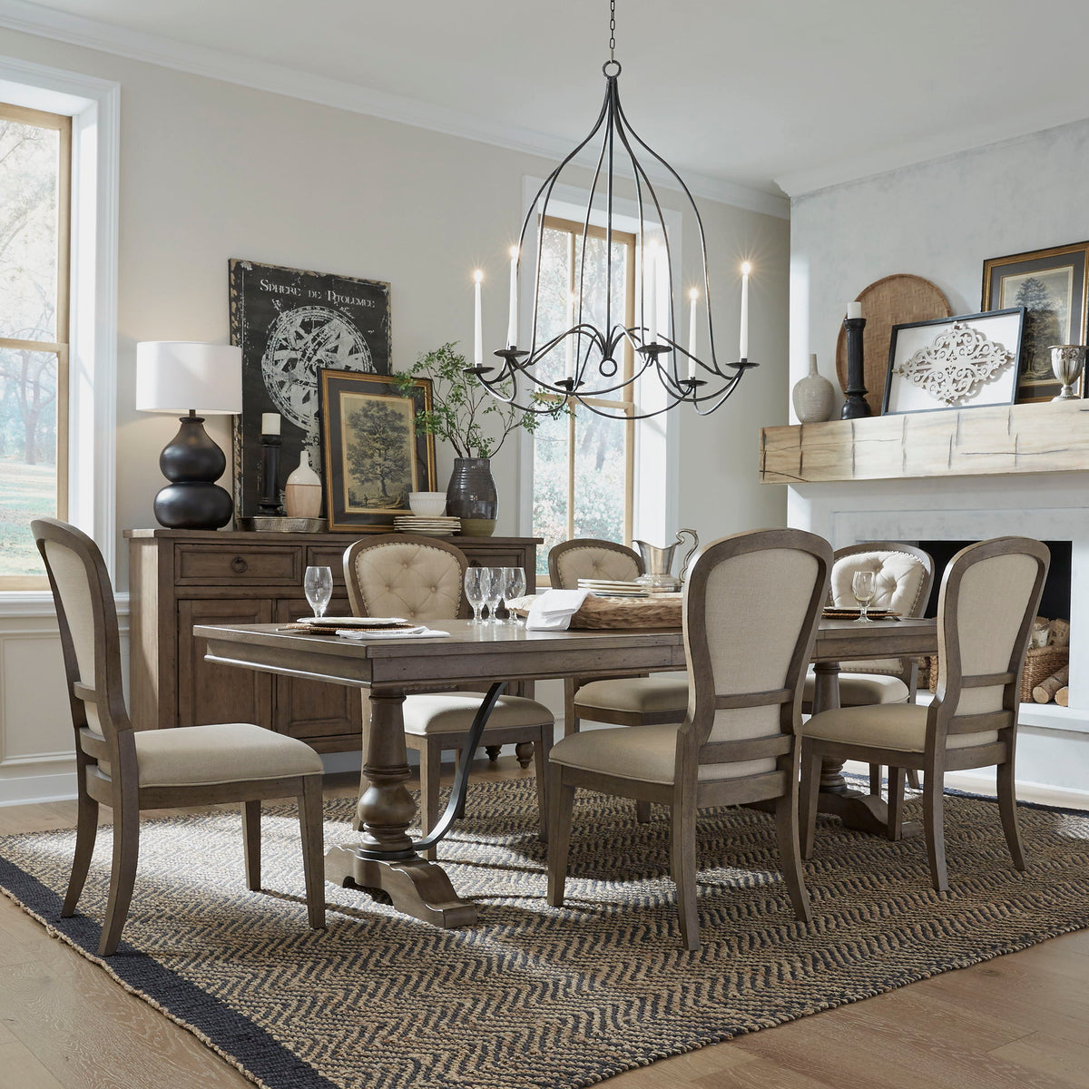 Americana Farmhouse - Dining Room Trestle Table Set