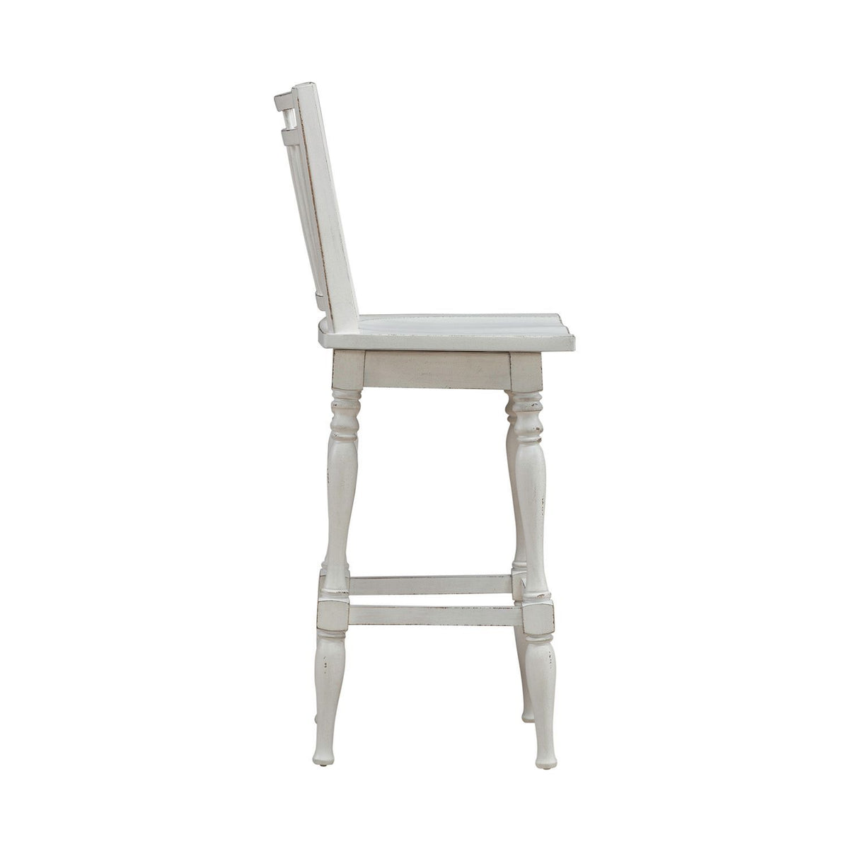Magnolia Manor - Spindle Back Swivel Bar Stool - Antique White & Weathered Bark