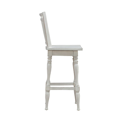 Magnolia Manor - Spindle Back Swivel Bar Stool - Antique White & Weathered Bark