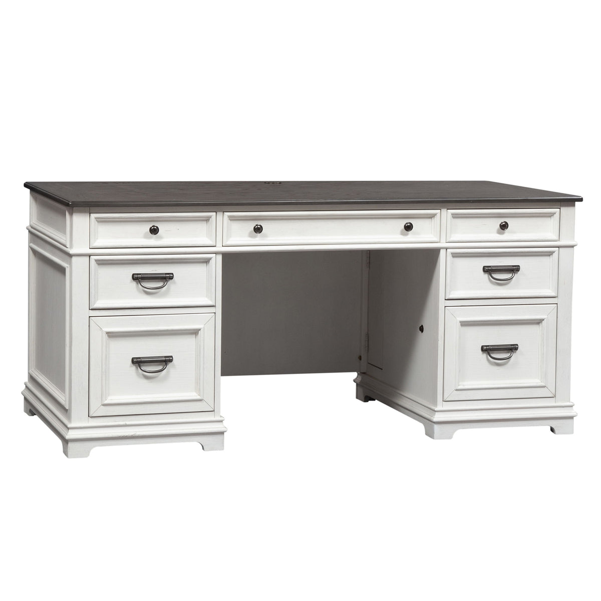 Allyson Park - Desk - Wirebrushed White / Charcoal