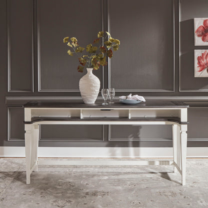 Allyson Park - Console Bar Table - Wirebrushed White / Charcoal
