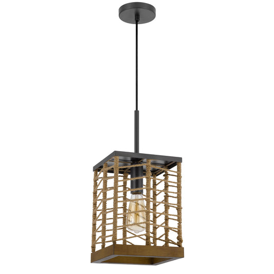 Winfall - 1 Light 18" Height Metal Pendant - Burlap / Black