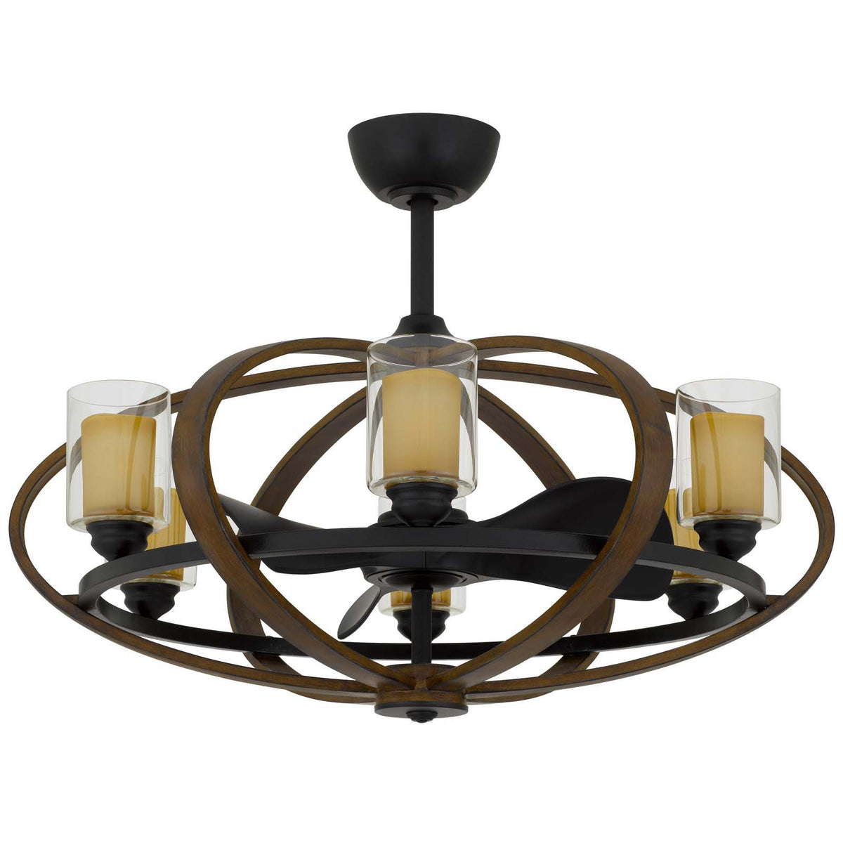 Summerville - 26.5 Metal Fandelier With Clear Glass Shade - Dark Brown / Black