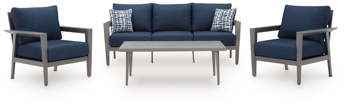 Gali - Sofa / Chairs / Table Set (Set of 4) - Gray / Blue
