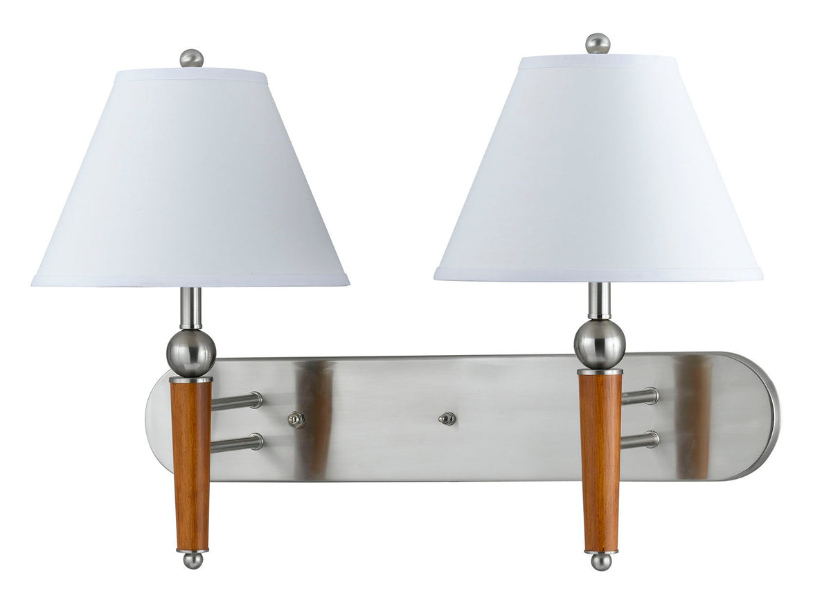 Hotel - 18.5" Height Metal Wall Lamp - Brushed Steel Wood