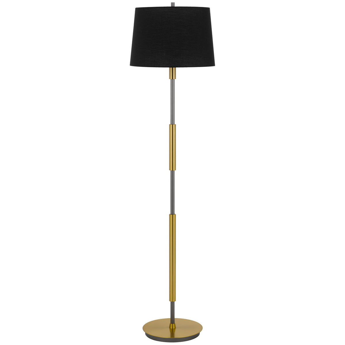 Ciudad - 150W 3 Way Metal Two Tone Floor Lamp - Antique Brass / Silver Gray / Black