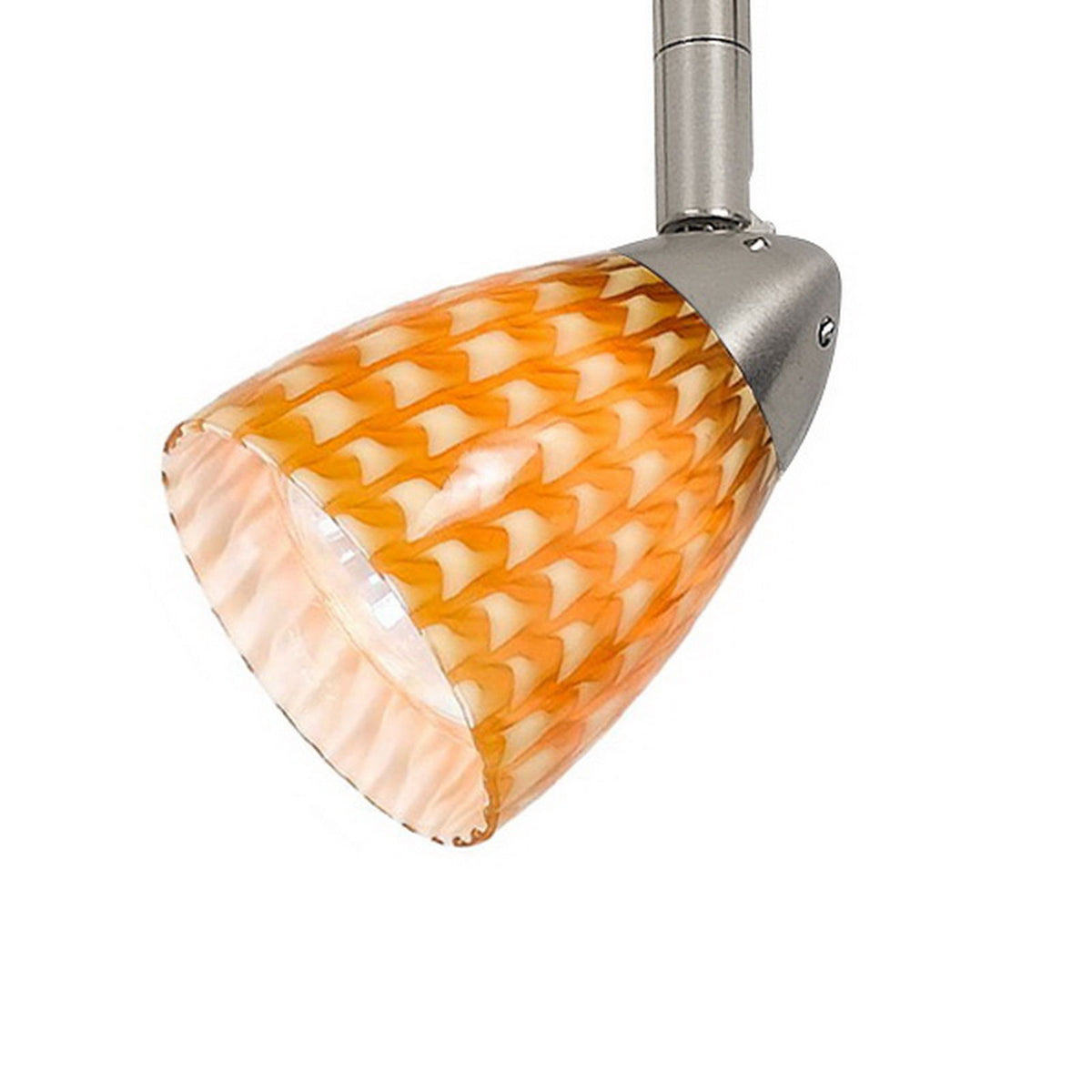 4.87" Height Serpentine Track Head With Shade - Orange With Spots & Brushed Steel