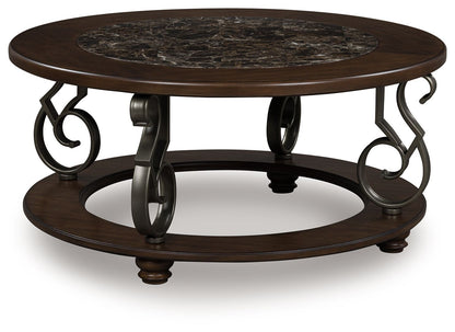 Frallyn - Round Cocktail Table - Dark Brown