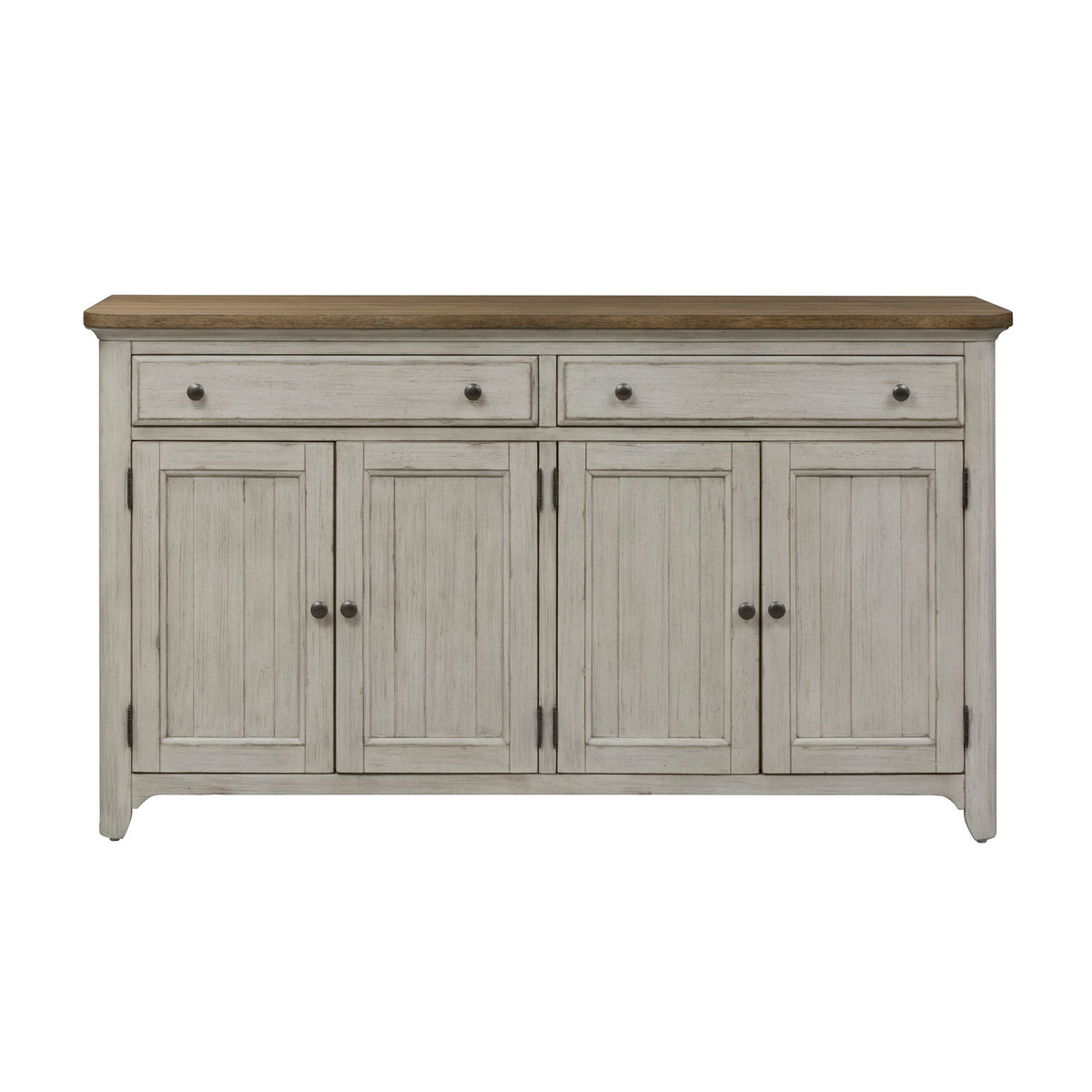Farmhouse Reimagined - Server - Antique White / Chestnut Tops