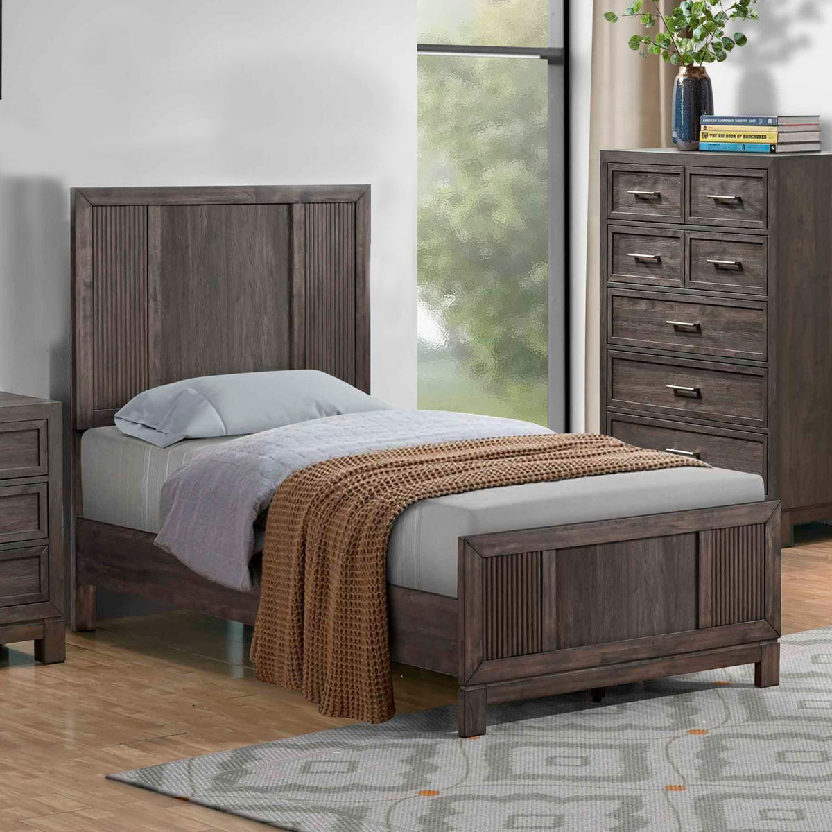 Modern Edge - Twin Panel Bed - Caffe